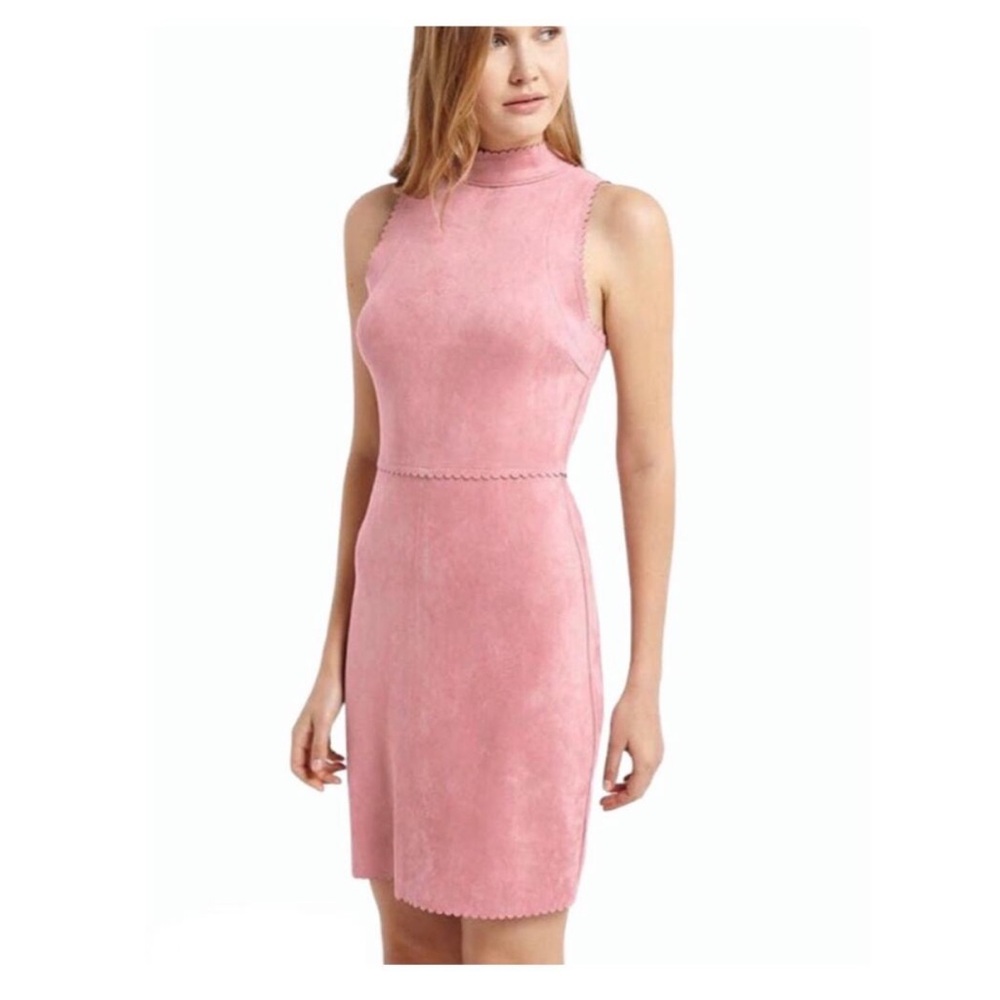 Altar'd State Scalloped Mock Neck Suede Dress Size S